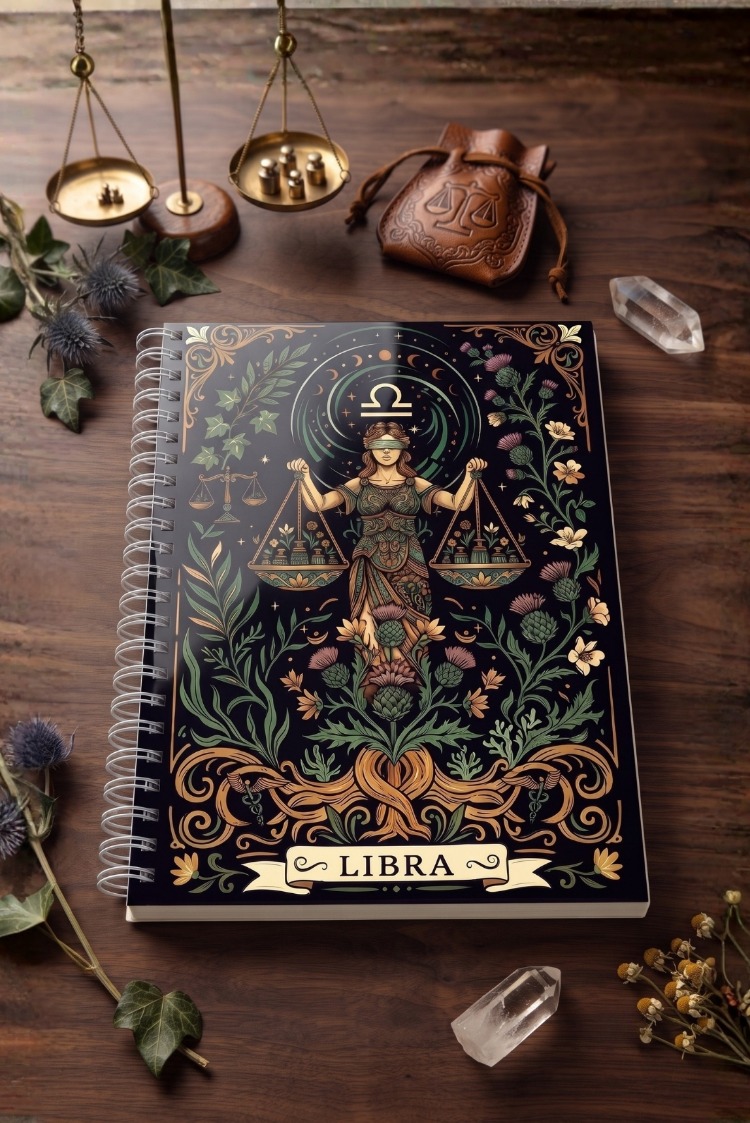 Terazi Burcu (Libra) - Astroloji Zodiac Serili Tasarım Sert Kapaklı, Spiralli Defter