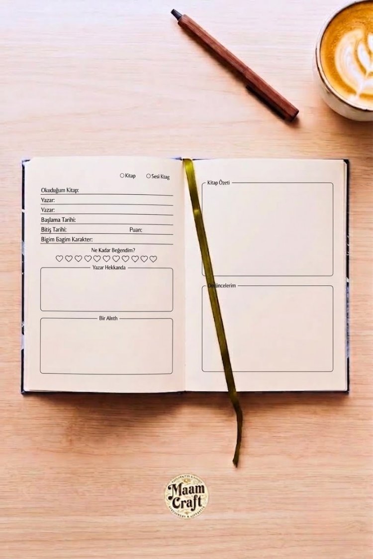 Okuma Günlüğü Kırmızı - Kumaş Ciltli El Yapımı Defter
