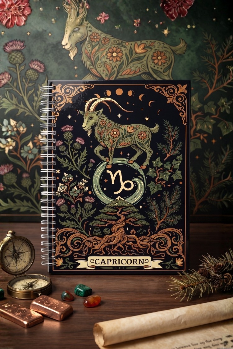 Oğlak Burcu (Capricorn) - Astroloji Zodiac Serili Tasarım Sert Kapaklı, Spiralli Defter