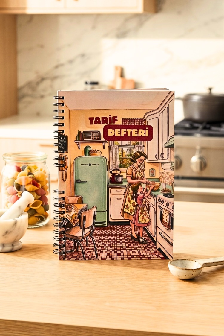 Anneden Kıza Tarif Defteri - El Yapımı Spiral Sert Kapak Tarif Defteri - 50 Tarif