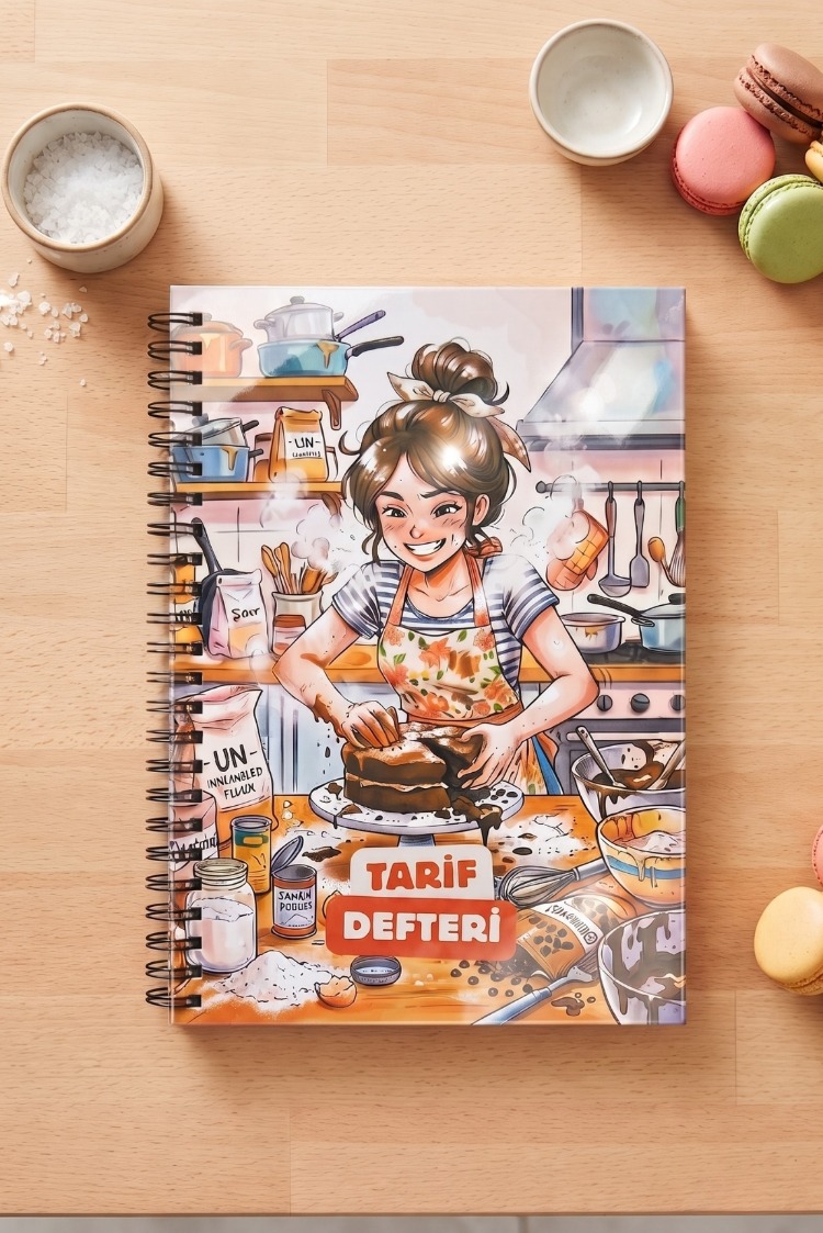 Manga Tarif Defteri - El Yapımı Spiral Sert Kapak Tarif Defteri - 50 Tarif