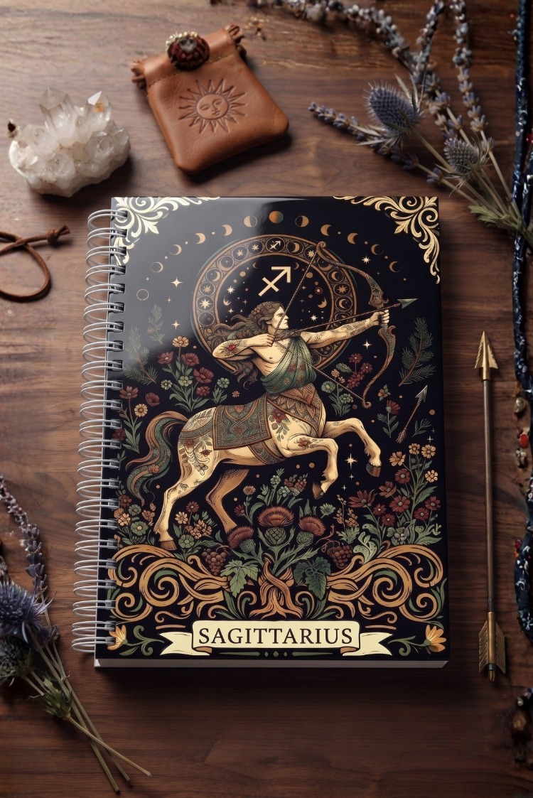 Yay Burcu (Sagittarius) - Astroloji Zodiac Serili Tasarım Sert Kapaklı, Spiralli Defter
