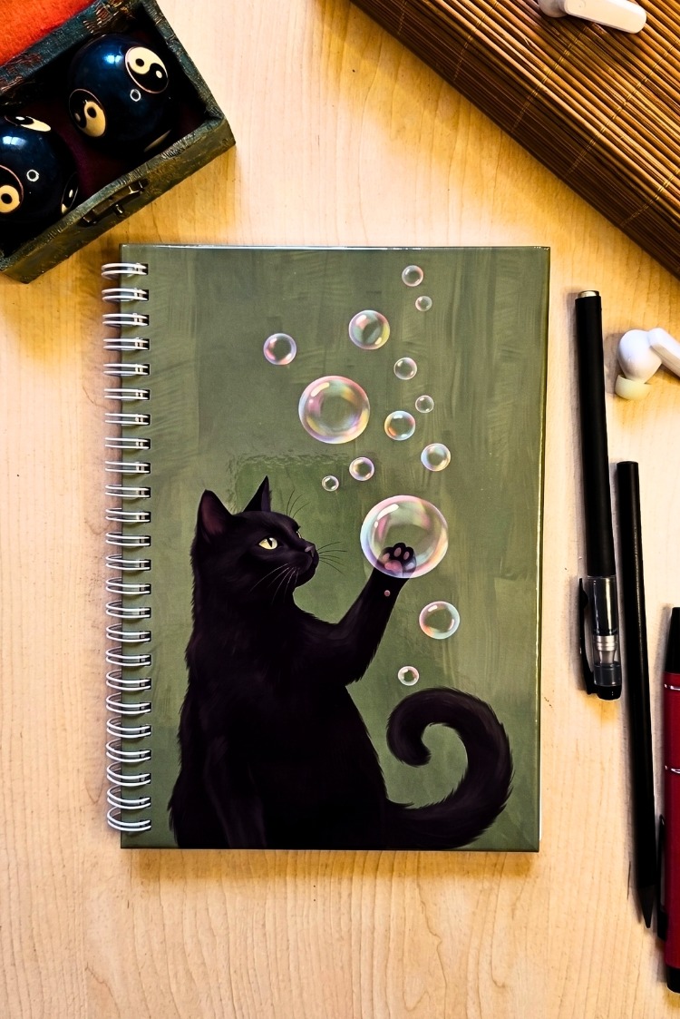 Bubble Cat - Modern Tasarım Sert Kapaklı, Spiralli Defter