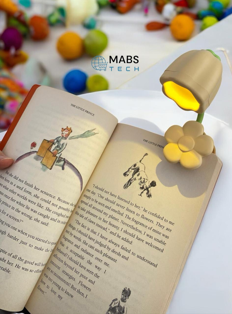 Çiçek Tasarımlı Kitap Okuma Lambası - Kore Tarzı Çok Amaçlı Pilli Mandallı Led Işık