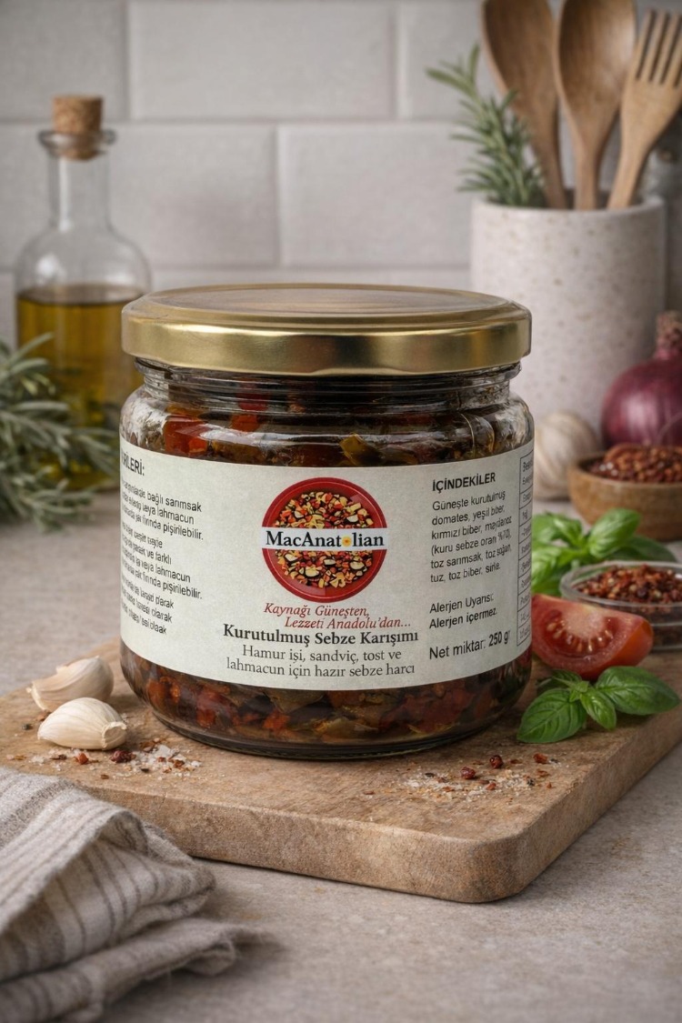 MACANATOLİAN Kurutulmuş Karışık Sebze Harcı / Pişmiş - Kullanıma Hazır 250 gr.