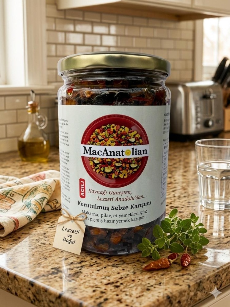 Patlıcanlı Kurutulmuş Sebze Karışımı / Pişmiş - Kullanıma Hazır (Acılı) 450 gr