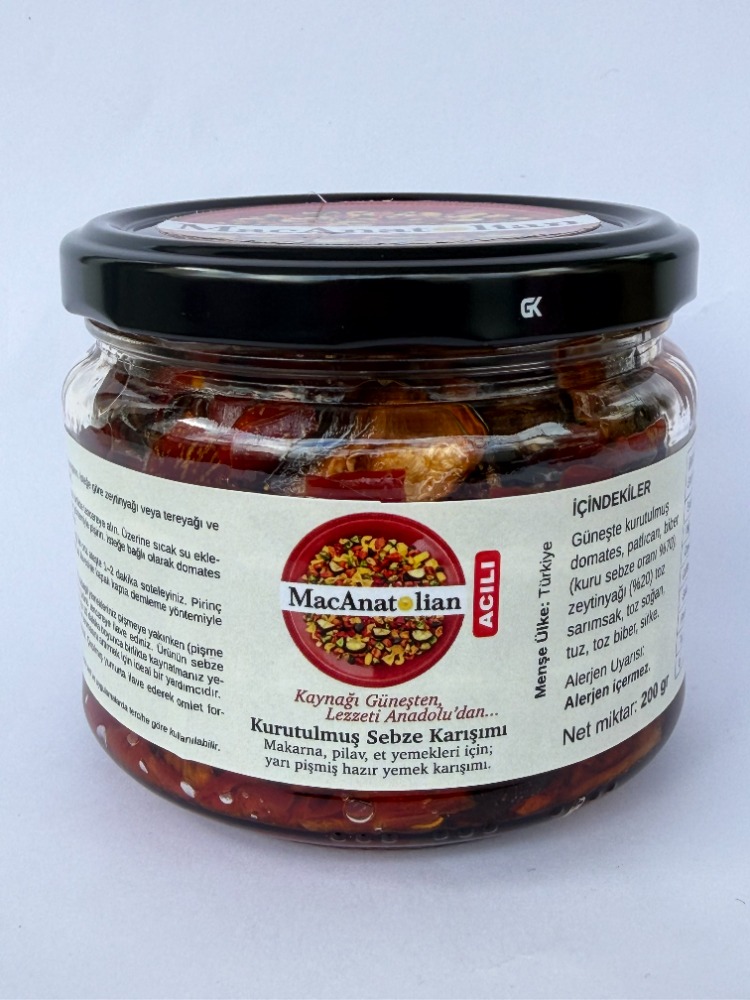 Patlıcanlı Kurutulmuş Sebze Karışımı / Pişmiş - Kullanıma Hazır (Acılı) 200 gr.