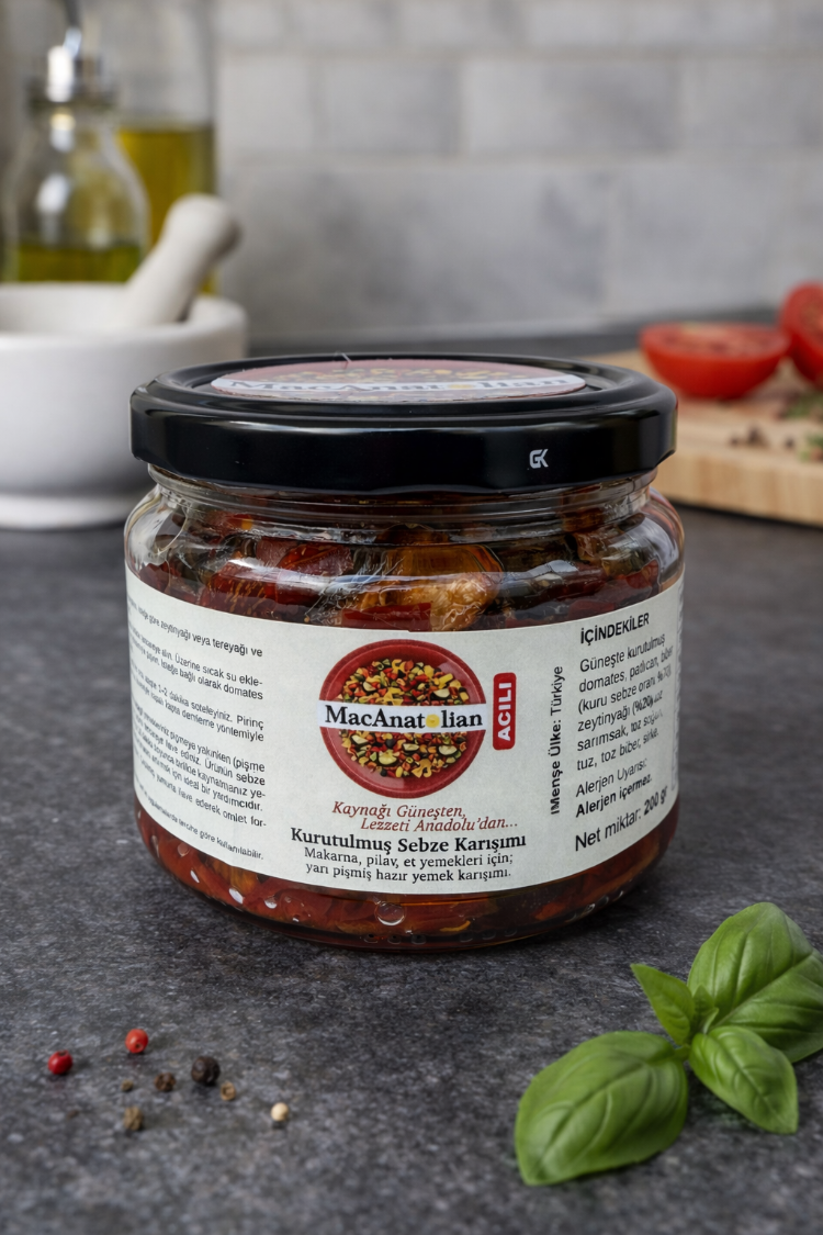 Patlıcanlı Kurutulmuş Sebze Karışımı / Pişmiş - Kullanıma Hazır (Acılı) 200 gr.