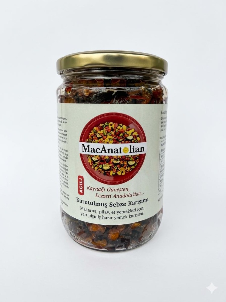 Patlıcanlı Kurutulmuş Sebze Karışımı / Pişmiş - Kullanıma Hazır (Acılı) 450 gr