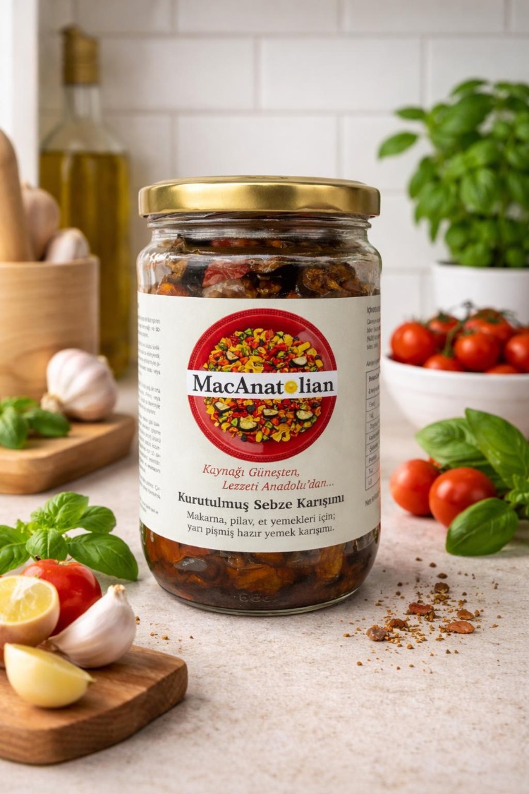 MACANATOLİAN Patlıcanlı Kurutulmuş Sebze Karışımı / Pişmiş - Kullanıma Hazır 450 gr.