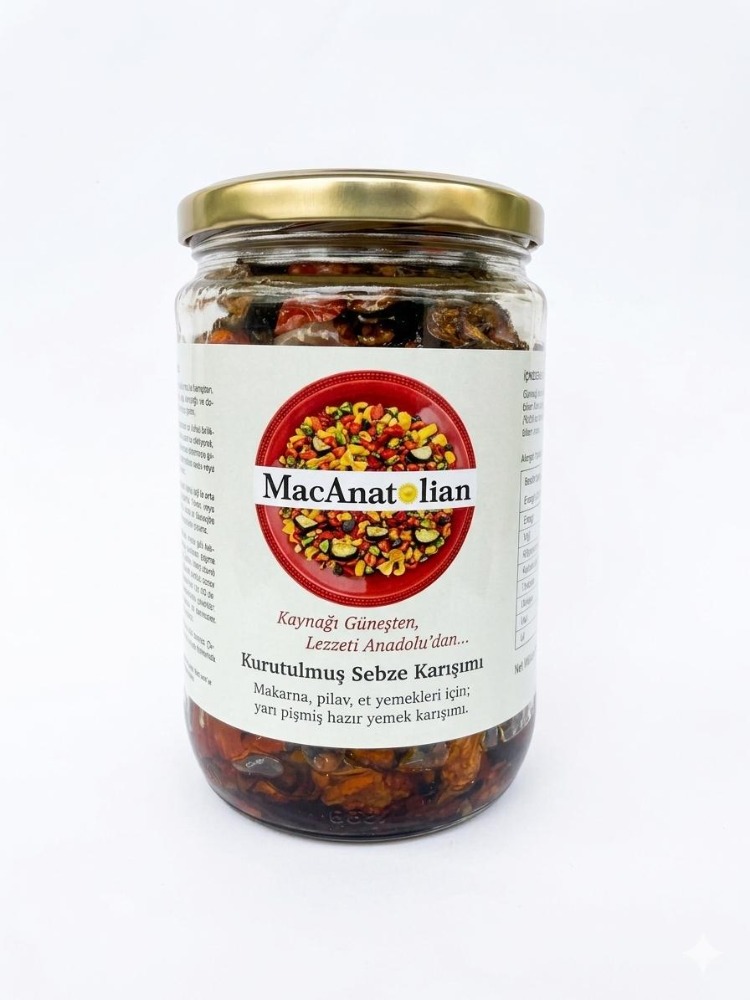 MACANATOLİAN Patlıcanlı Kurutulmuş Sebze Karışımı / Pişmiş - Kullanıma Hazır 450 gr.