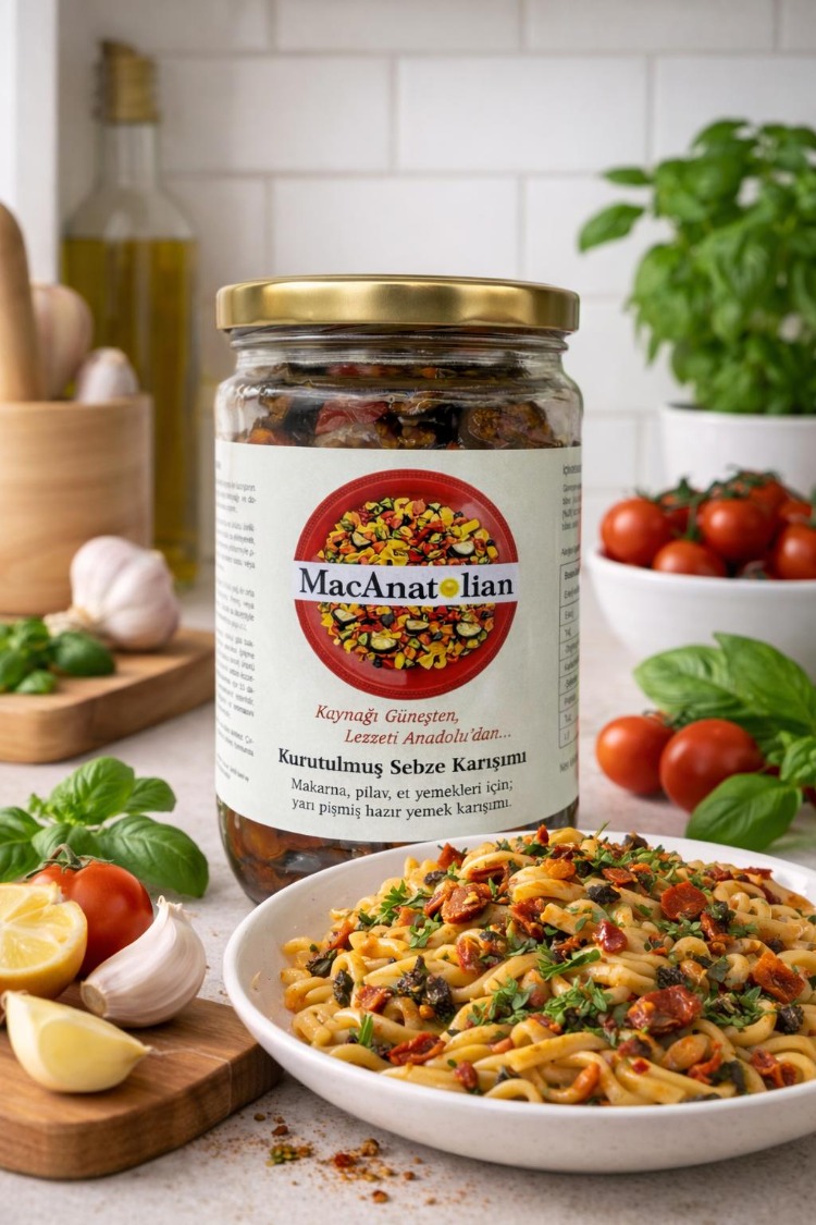 Patlıcanlı Kurutulmuş Sebze Karışımı / Pişmiş - Kullanıma Hazır (Acılı) 450 gr
