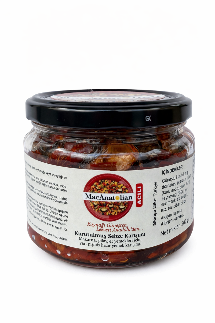 Patlıcanlı Kurutulmuş Sebze Karışımı / Pişmiş - Kullanıma Hazır (Acılı) 200 gr.