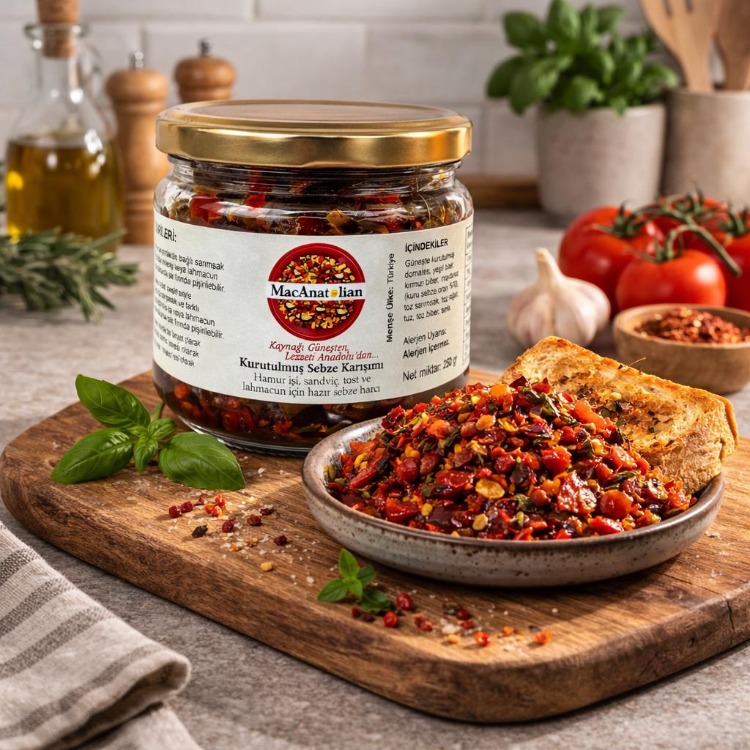 MACANATOLİAN Kurutulmuş Karışık Sebze Harcı / Pişmiş - Kullanıma Hazır 250 gr.