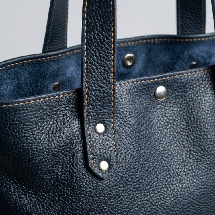 Macell Atelier | El Yapımı Hakiki Deri Tote Çanta - Lacivert (Navy)