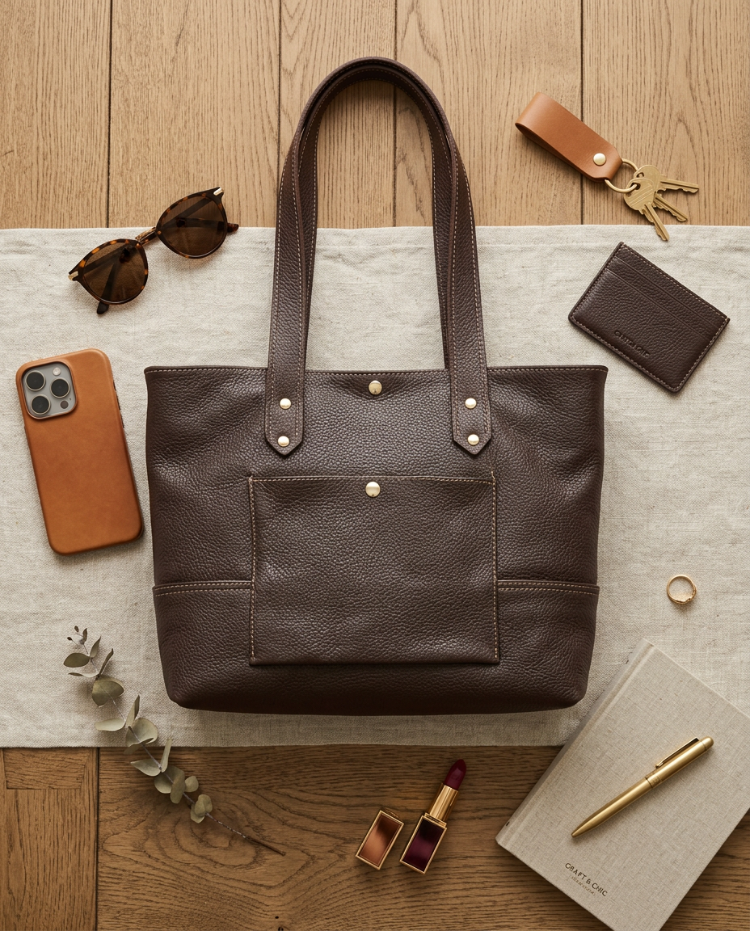 Macell Atelier | El Yapımı Hakiki Deri Tote Çanta - Koyu Kahve