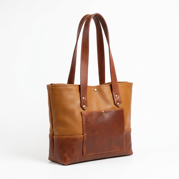 Macell Atelier | El Yapımı Hakiki Deri Tote Çanta - Kahve Taba (Çift Renk)