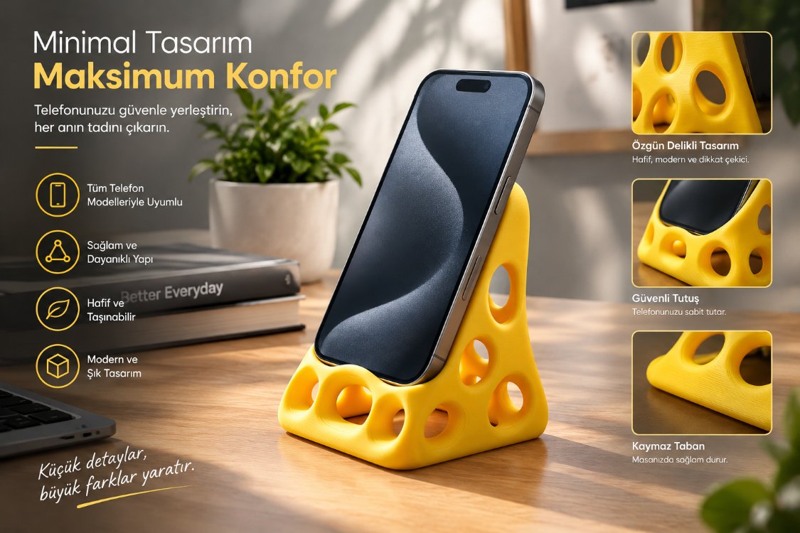 Voronoi Tasarım 3D Baskı Telefon Tutucu