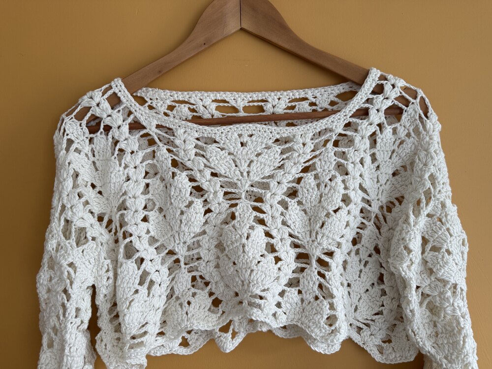 Yaprak Desenli Crop Bluz