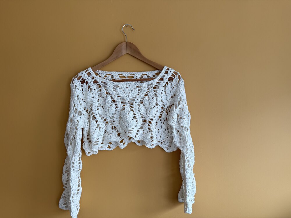 Yaprak Desenli Crop Bluz