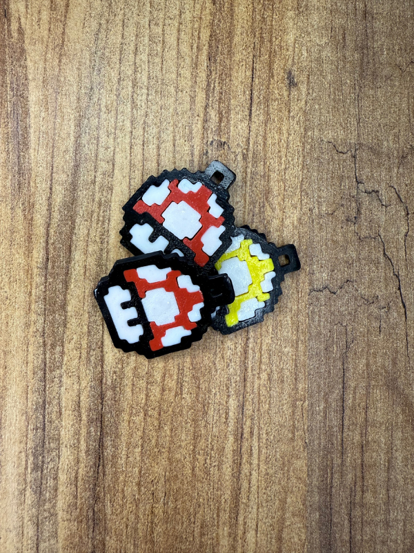 8-Bit Retro Mantar Anahtarlık – Super Mario Tarzı 3D Baskı Piksel Tasarım