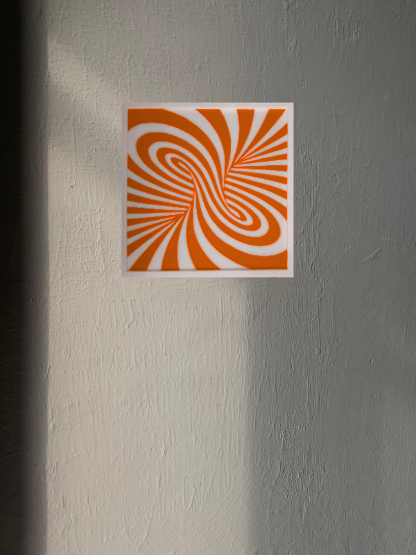 Modern Geometrik Kırmızı Beyaz Spiral Desenli Duvar Süsü - Dekoratif Tablo 19cm x 19cm