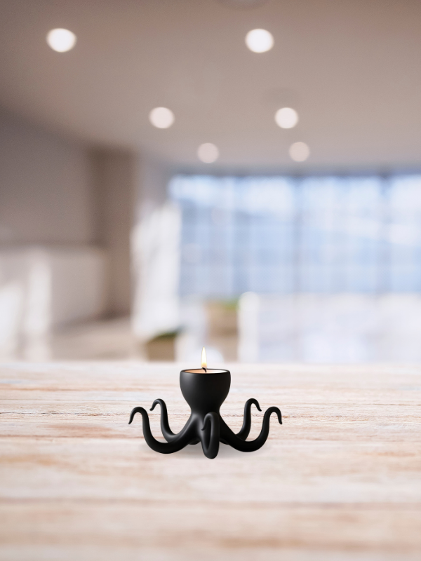 Ahtapot Şeklinde Dekoratif Mumluk – 3D Baskı Modern Tasarım Tealight Şamdan