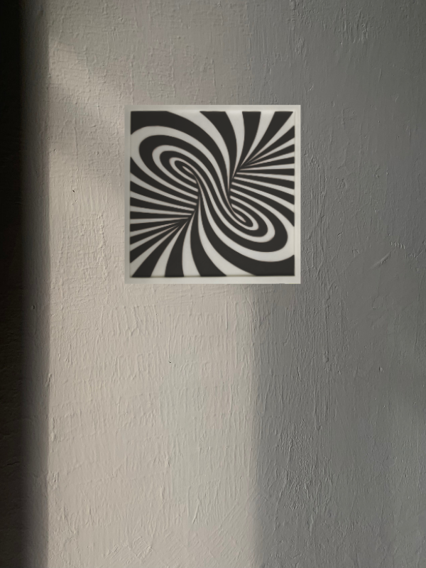 Modern Geometrik Kırmızı Beyaz Spiral Desenli Duvar Süsü - Dekoratif Tablo 19cm x 19cm