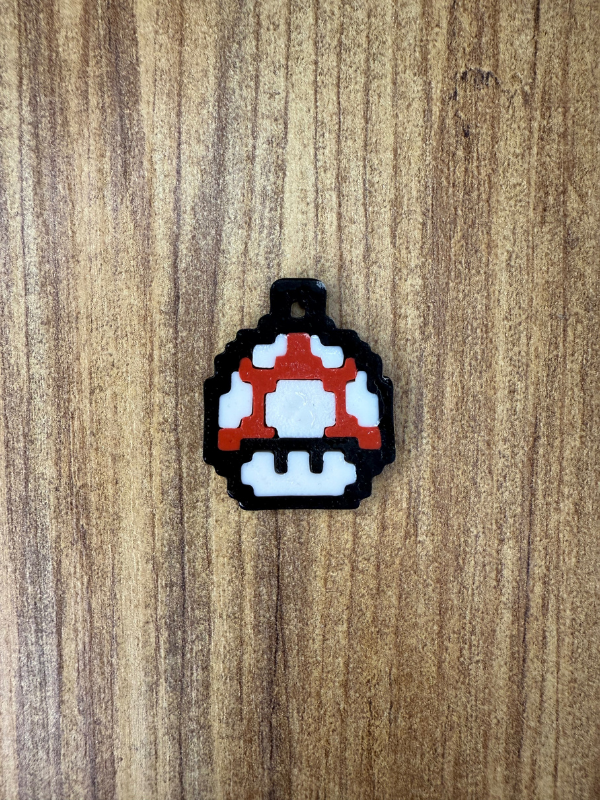 8-Bit Retro Mantar Anahtarlık – Super Mario Tarzı 3D Baskı Piksel Tasarım