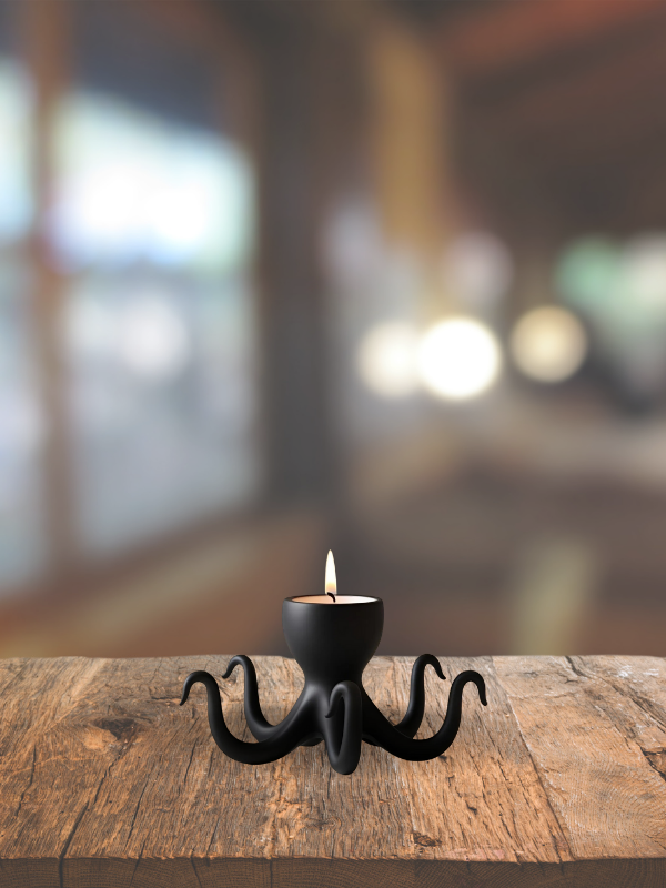 Ahtapot Şeklinde Dekoratif Mumluk – 3D Baskı Modern Tasarım Tealight Şamdan