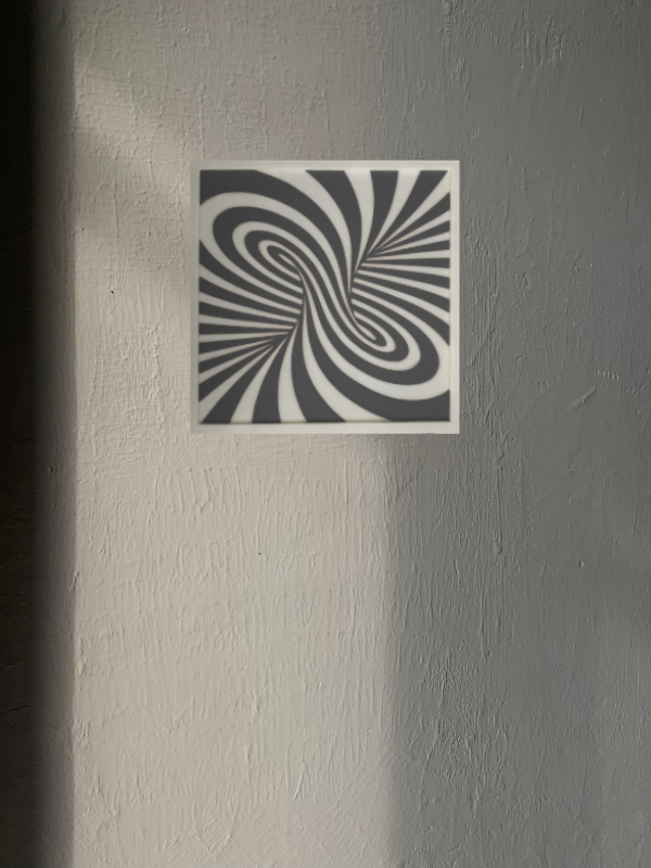 Modern Geometrik Kırmızı Beyaz Spiral Desenli Duvar Süsü - Dekoratif Tablo 19cm x 19cm