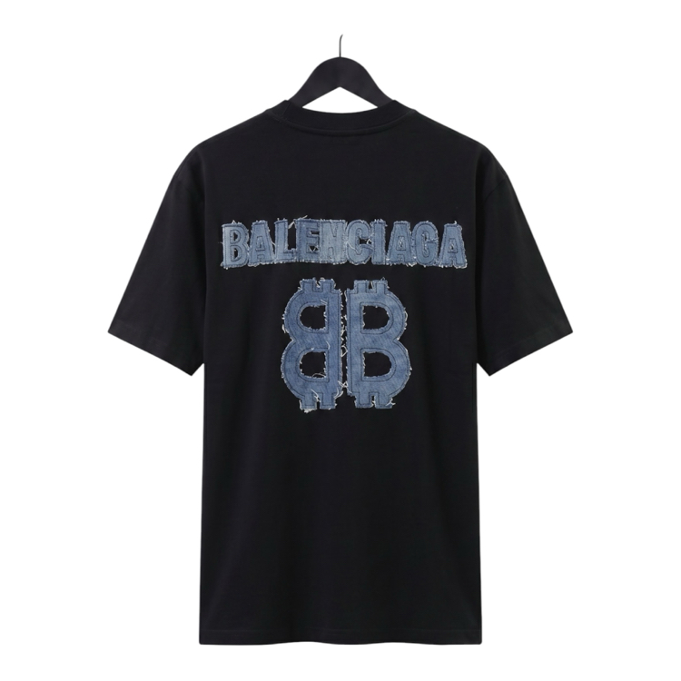 Balenciaga Denim Applique  T-Shirt / Washed Black
