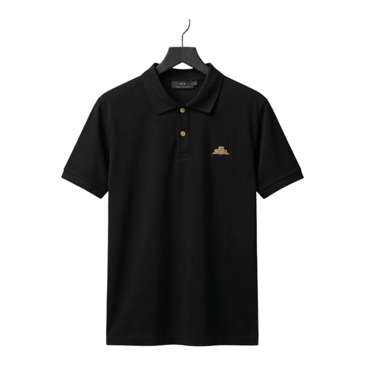 Loro Piana Gold Crest Premium Polo Shirt / Pitch Black