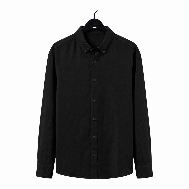 Maera Vision "Breeze" Premium Pure Linen Blended Shirt / Pitch Black