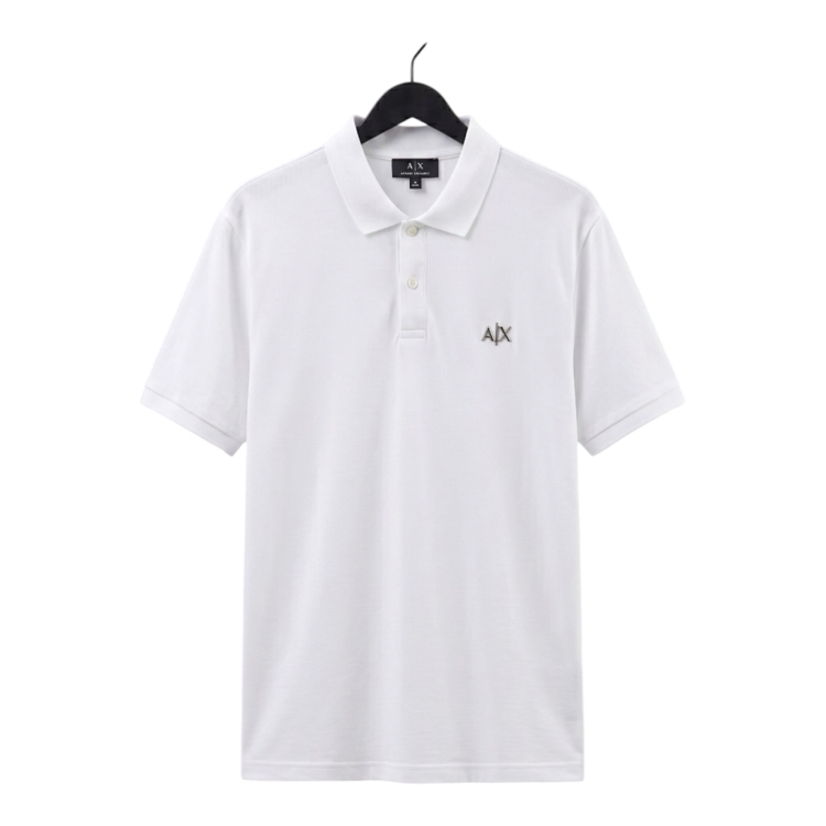 Armani Exchange Metallic Logo Premium Polo Shirt / Off-White