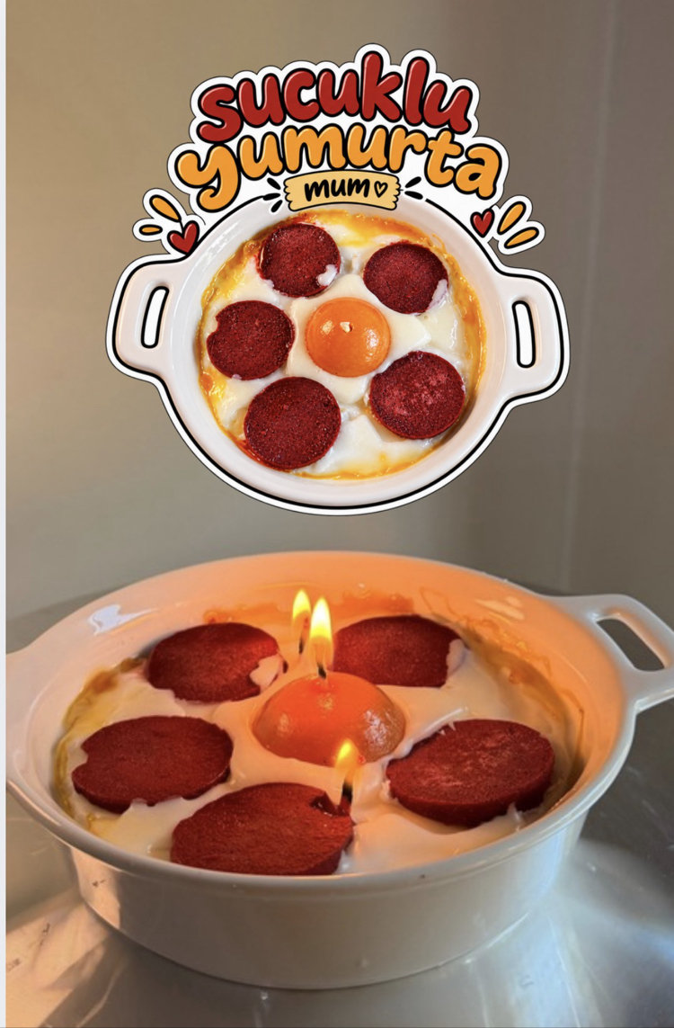Sucuklu yumurta mum