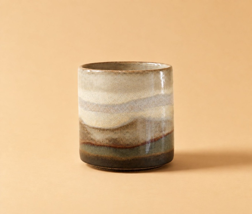 Cream Stoneware El Yapımı Bardak