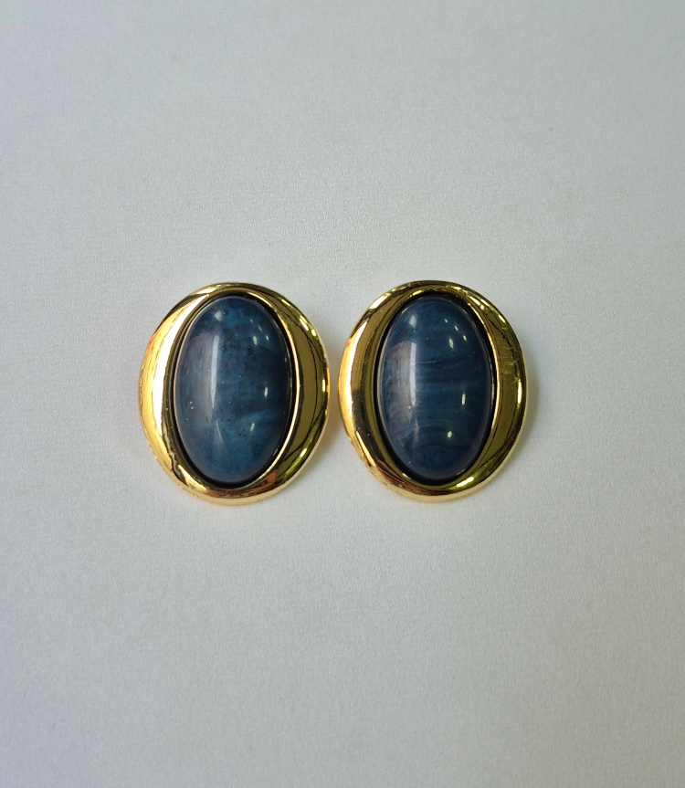 OVAL LACİVERT KÜPE