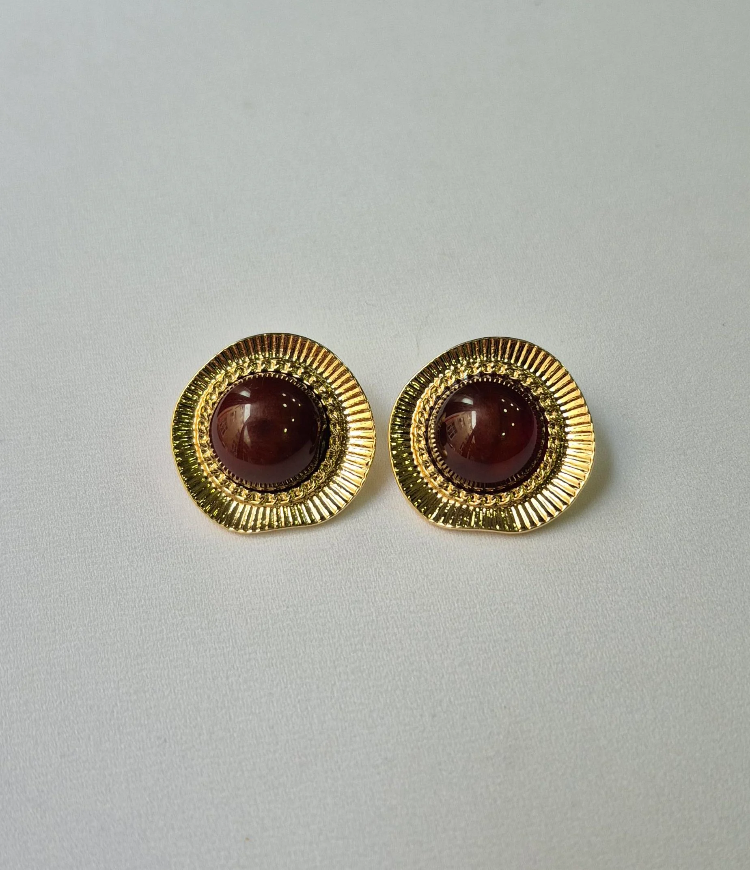 KAHVERENGİ OVAL VINTAGE KÜPE