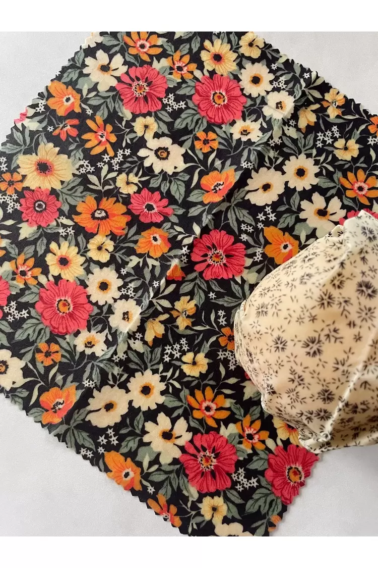 Balmumu Gıda Saklama Kumaşı, Tekrar Kullanılabilen Saklama Bezi, 2'li Set, Karışık, 25x25