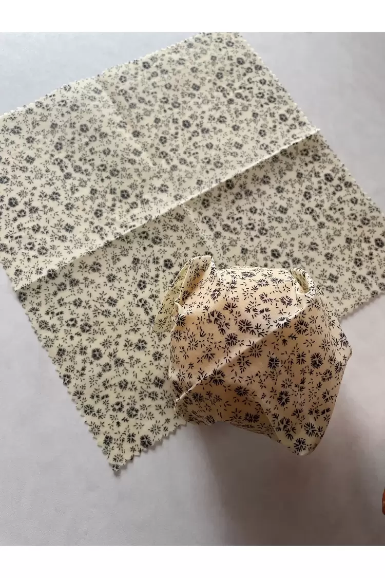 Balmumu Gıda Saklama Kumaşı, Tekrar Kullanılabilen Saklama Bezi, 2'li Set, Çiçek, 25x25