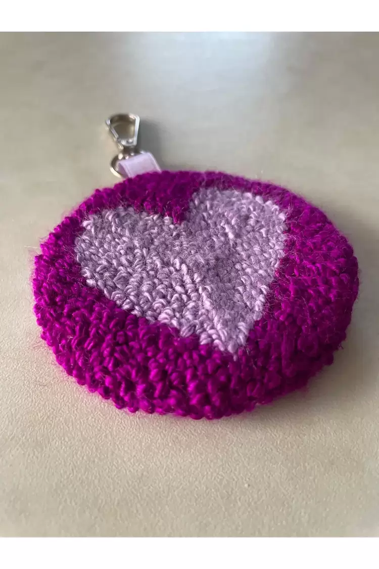 Punch Anahtarlık, Çift Taraflı, Kalp Desenli, Aksesuar / Charm, Mor