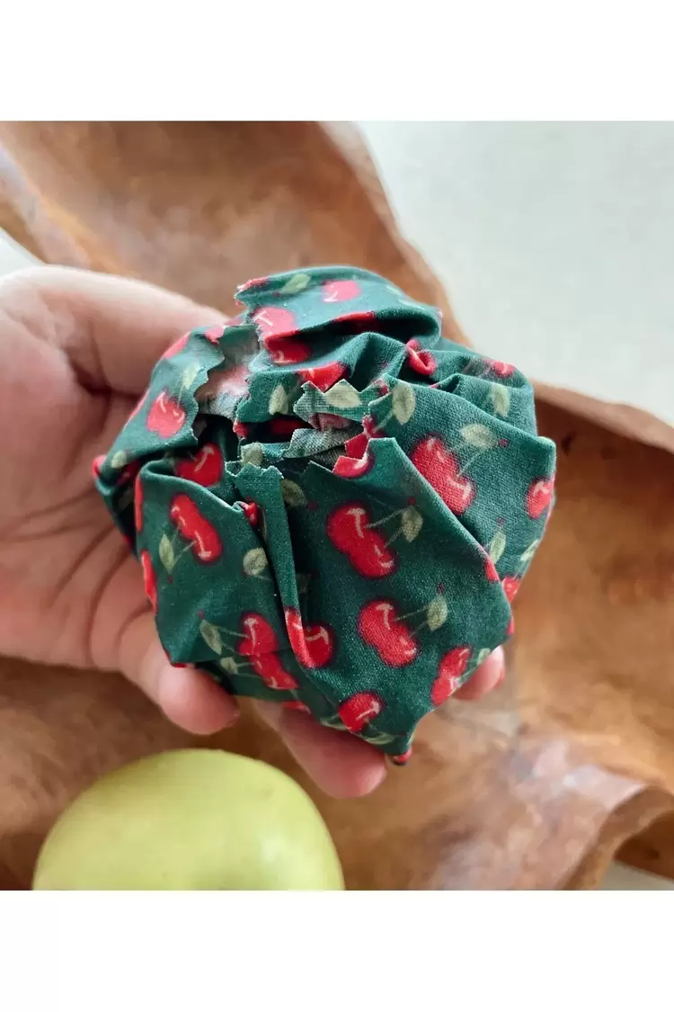 Balmumu Gıda Saklama Kumaşı, Tekrar Kullanılabilen Saklama Bezi, 2'li Set, Kiraz Desenli