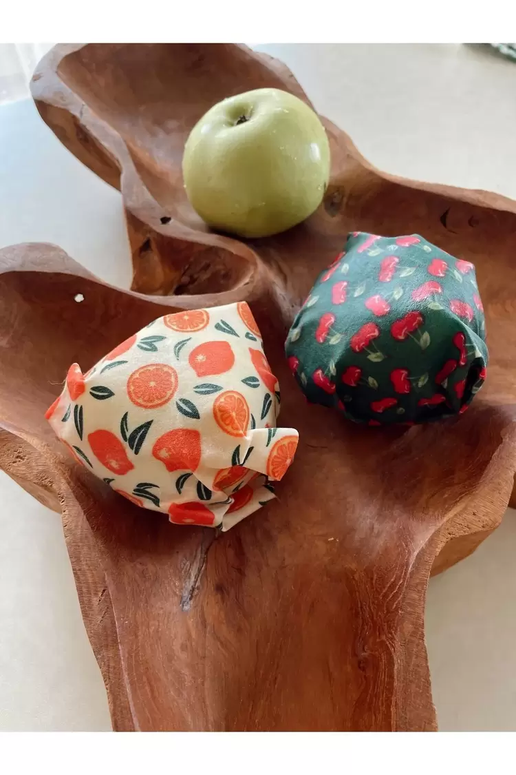 Balmumu Gıda Saklama Kumaşı, Tekrar Kullanılabilen Saklama Bezi, 2'li Set, 25x25, Karışık