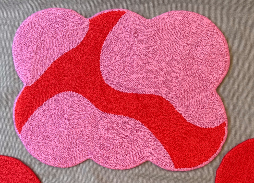 Punch Nakış İşlemeli, Amerikan Servis / Supla, Çift Taraflı, Pembe Kırmızı, 30x40, 1 Adet