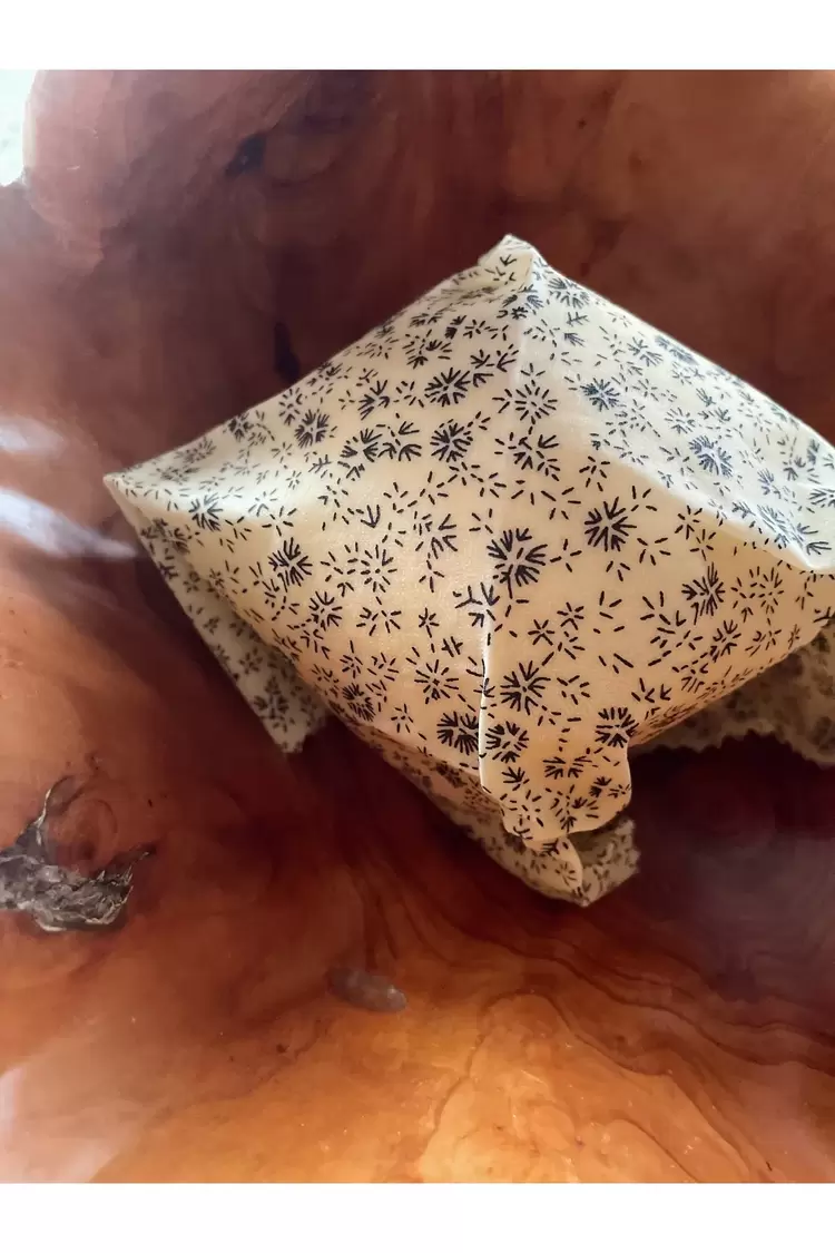 Balmumu Gıda Saklama Kumaşı, Tekrar Kullanılabilen Saklama Bezi, 2'li Set, Çiçek, 25x25