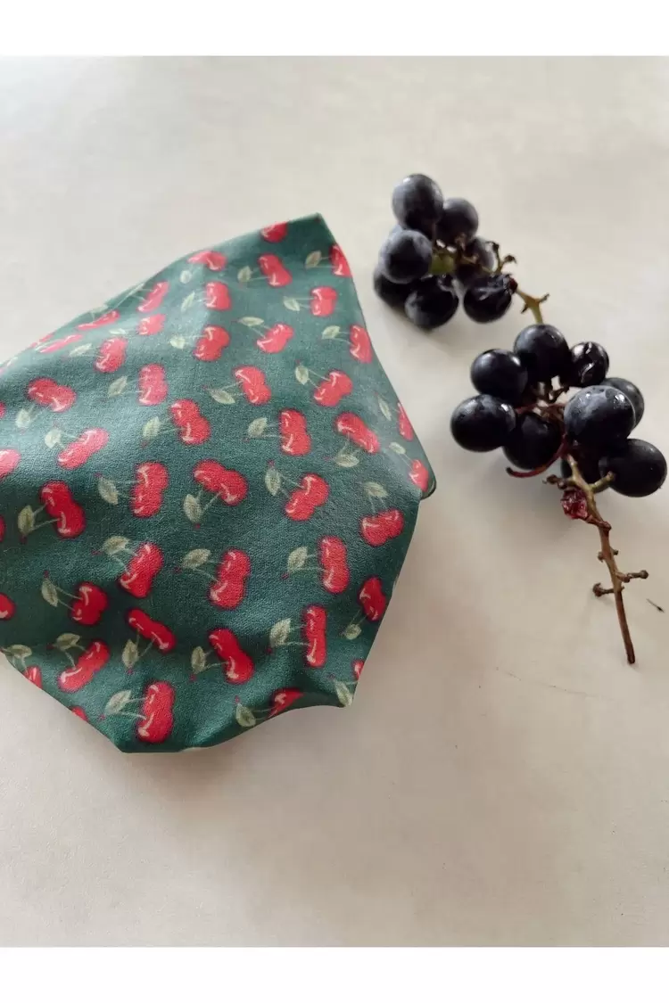Balmumu Gıda Saklama Kumaşı, Tekrar Kullanılabilen Saklama Bezi, 3'lü Set, 20x20, Kiraz