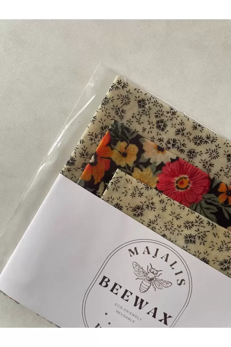 Balmumu Gıda Saklama Kumaşı, Tekrar Kullanılabilen Saklama Bezi, 3'lü Set, Karışık Desenli