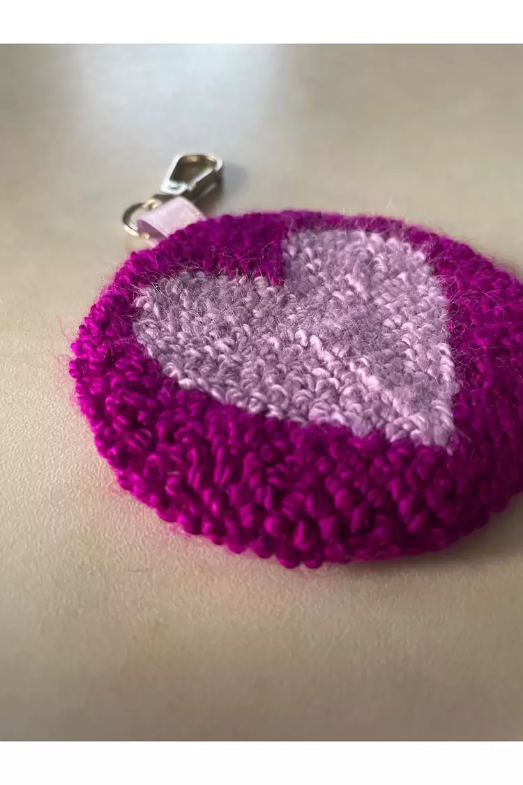Punch Anahtarlık, Çift Taraflı, Kalp Desenli, Aksesuar / Charm, Mor