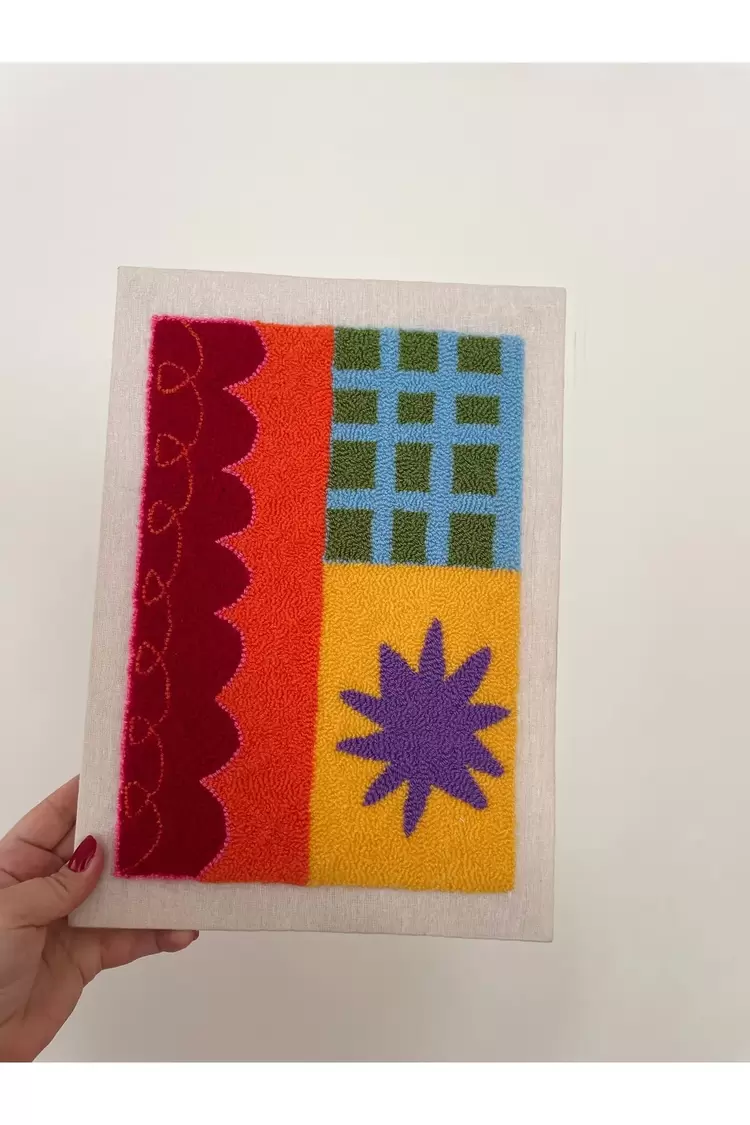Punch Nakış İşlemeli, MDF Kapama, Kurdele Fiyonk Desenli Duvar Panosu, 25x35